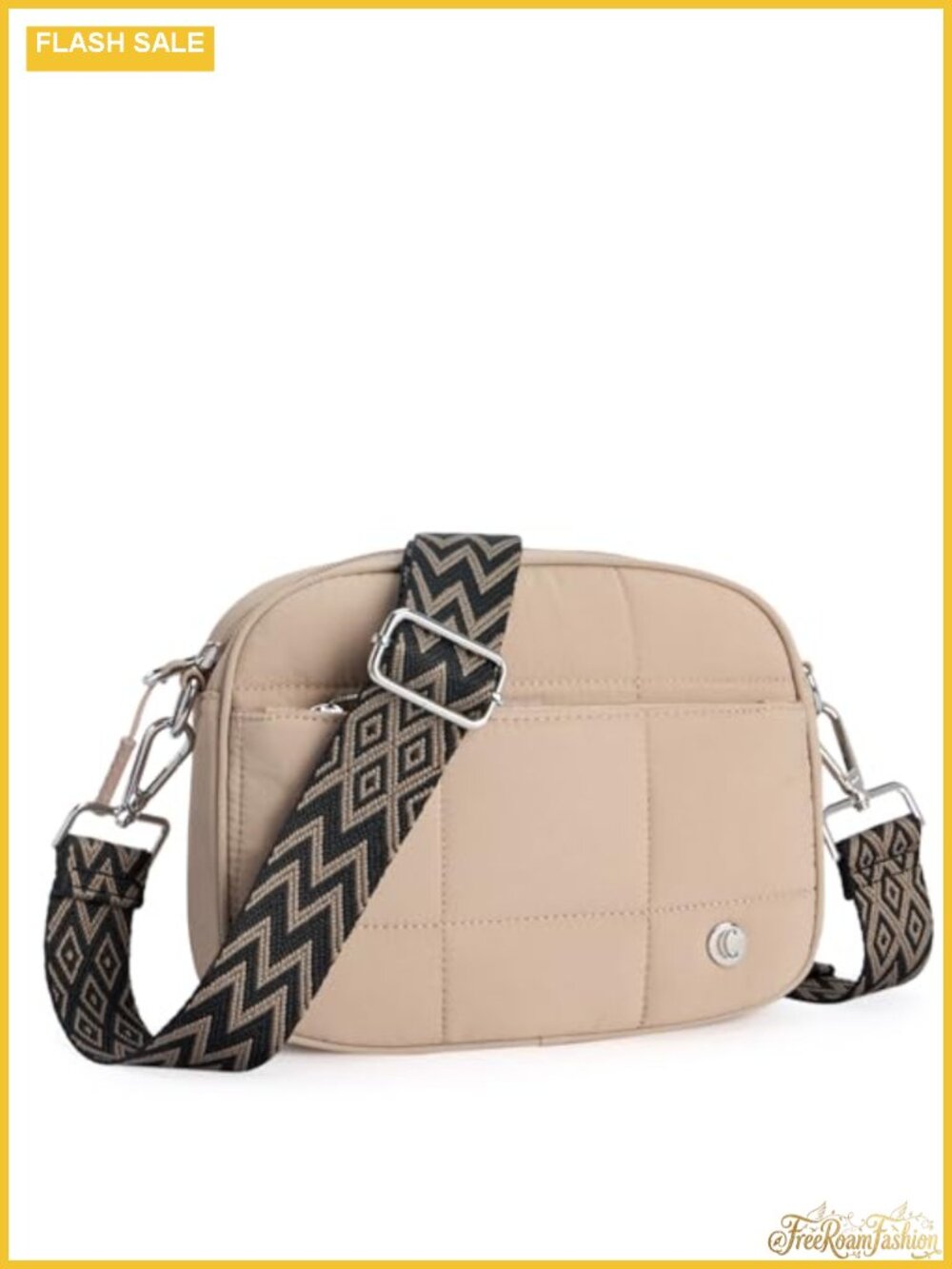 Quilted Puffer Crossbody Bag Lightweight Wide Strap Travel Purse